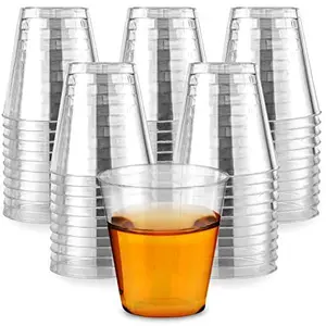 Stock Your Home 2 oz Shot Glasses - 100 Mini Plastic Shot Glasses (2oz) Clear Disposable Cups for Jello Shots, Wine Tasting, Liquor, Whiskey, Pudding, Sample Cup for Halloween and Elegant Parties