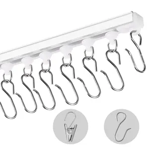 Ceiling Curtain Track Set, 9.9 Ft (3 M), Self-Adhesive, No-Drill Ceiling Rail System, White Finish, Room Divider For Living Room, Bedroom, And Office, Smooth-Glide Drapery Track With Aluminum Build And Durable Fittings
