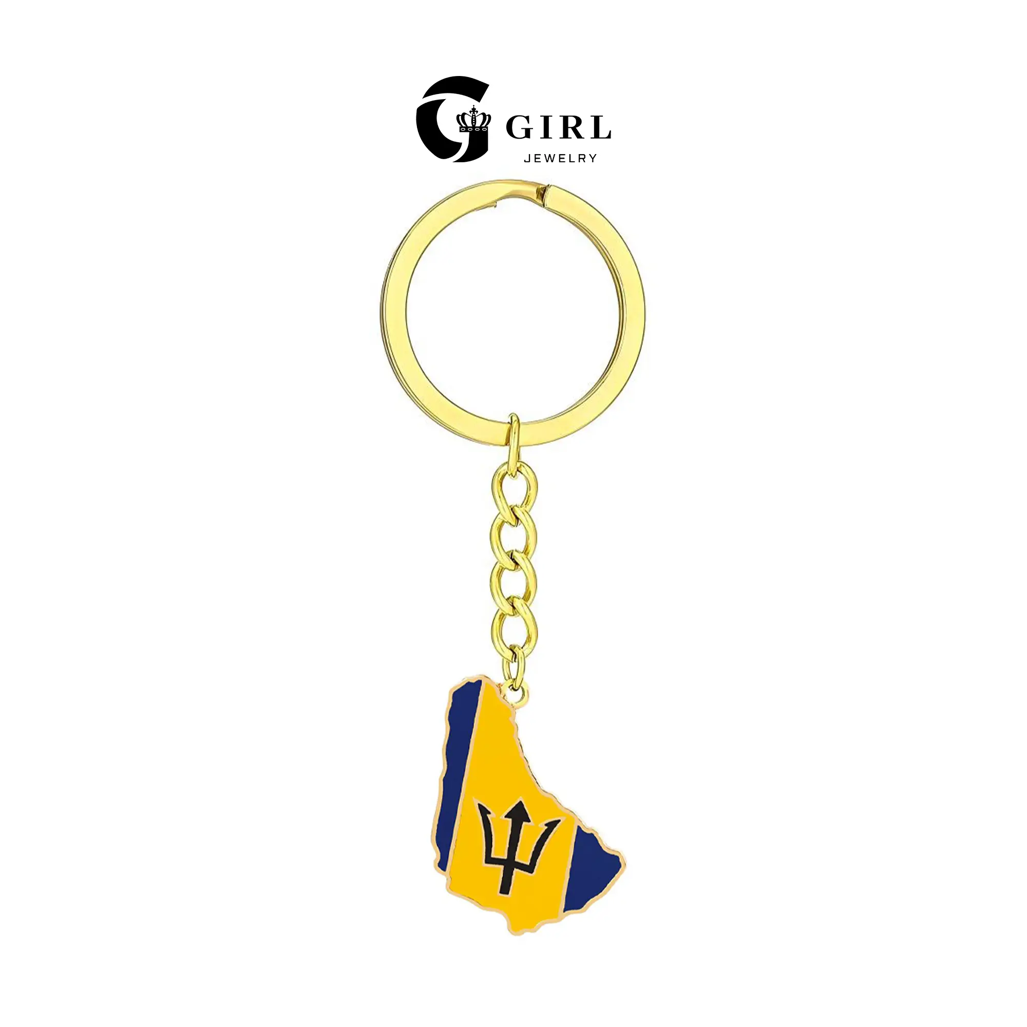 B-Barbados Island-Keychain