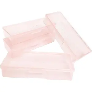 Plastic Implements Nail Tech Box, Hozziii Pink Manicure Tool Box Nail Supply Storage Organizer Personal Box for Manicure Pedicure Kit (4pcs in pink)