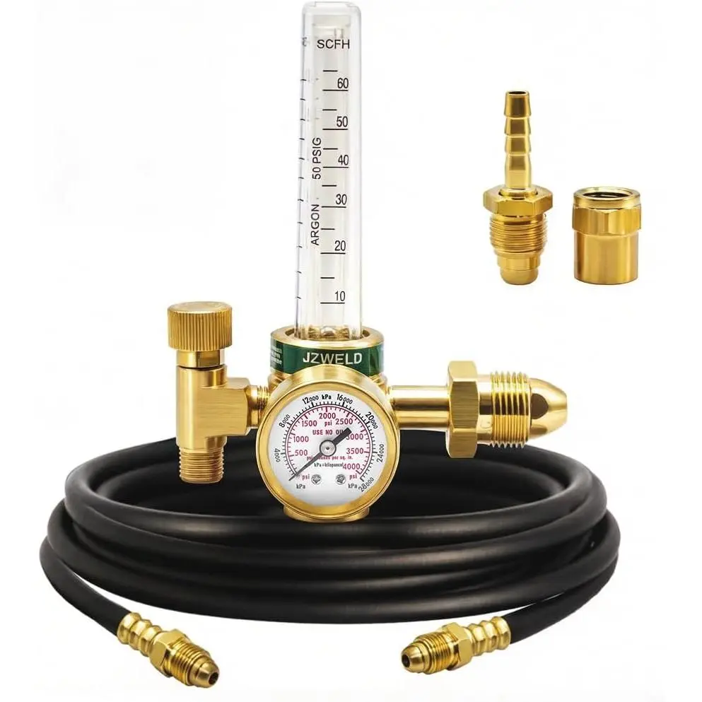 Argon CO2 Regulator Flowmeter Gas Gauge for Mig Tig Weld with 6.6Ft Gas Hose, Argon/CO2 Mig Tig Flow Meter
