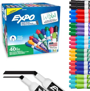 EXPO Dry Erase Markers, Low Odor Ink, Assorted Fashion Colors, Chisel Tip, 40 Count, Vibrant Ink for Whiteboards & Non-Porous Surfaces