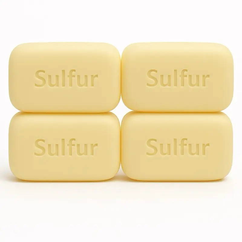 4pk Sulfur Soap Jabon de Sufre Anti Acne Soap Bar 125g with Lanolin for Acne Pimples and Oily Skin Treatment Foam Cleanser