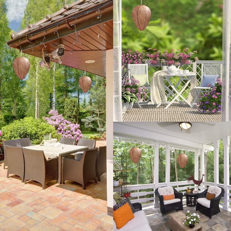 4 Pack Wasp Nest Decoy – Hanging Fake Hornet Nest, Natural Wasp Repellent for Patio, Backyard, BBQ (11”)