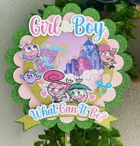 Fairly Odd Parents Cake Topper Baby Shower Topper, Gender Reveal Cake Topper