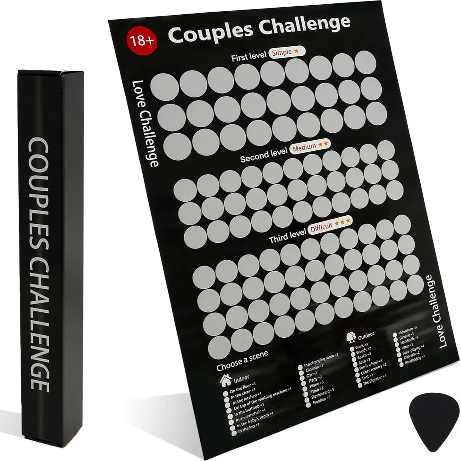 Couple Game Challenge Card with Scratch Off Sheet & Gift Box, Fun Game for Couples, Relationship Interactive Experience, Enhance Your Date Nights with Surprise, Excitement and Meaningful Interaction, Home Decor