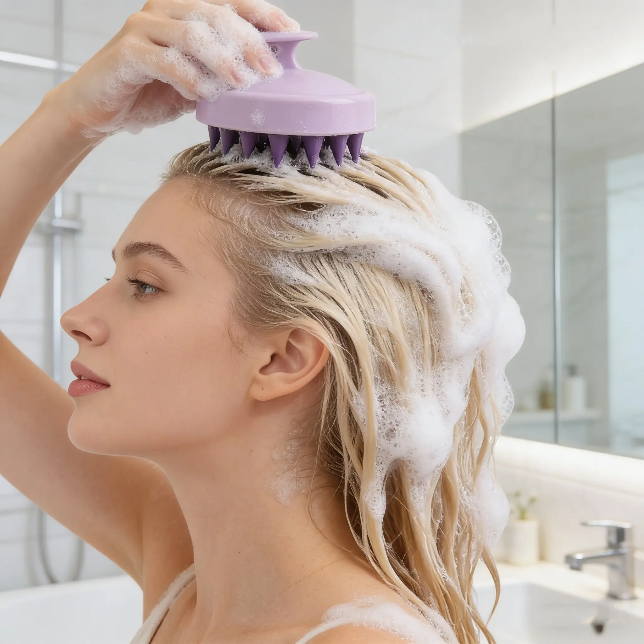 Soft Silicone Hair Brush with Handle, Detangling Hairbrush, Scalp Massage Comb for Gentle Detangling & Styling, Perfect for Daily Use & Travel Convenience, Detangler Brush