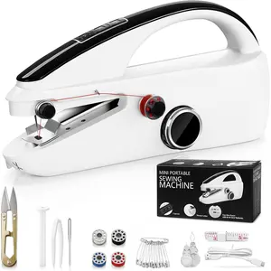Sewing Machine: Sewing Machine for Beginners with Two Supply Modes,Easy to Use,Quick Stitching,Mini Hand Stitching Machine with Sewing Kits for DIY,Home Travel (White)