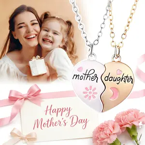 Mother Daughter Magnetic Heart Necklace – Split Heart Puzzle Pendant Matching Necklace Set, Gifts for Mom, Mother's Day Birthday Jewelry