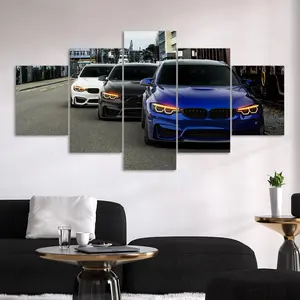 Car Pattern Canvas Unframed Painting, 5 Counts/set Modern Wall Art Poster, Hanging Wall Art, Wall Art Decor, Art Wall Decoration for Home Living Room Bedroom Office, Ornaments