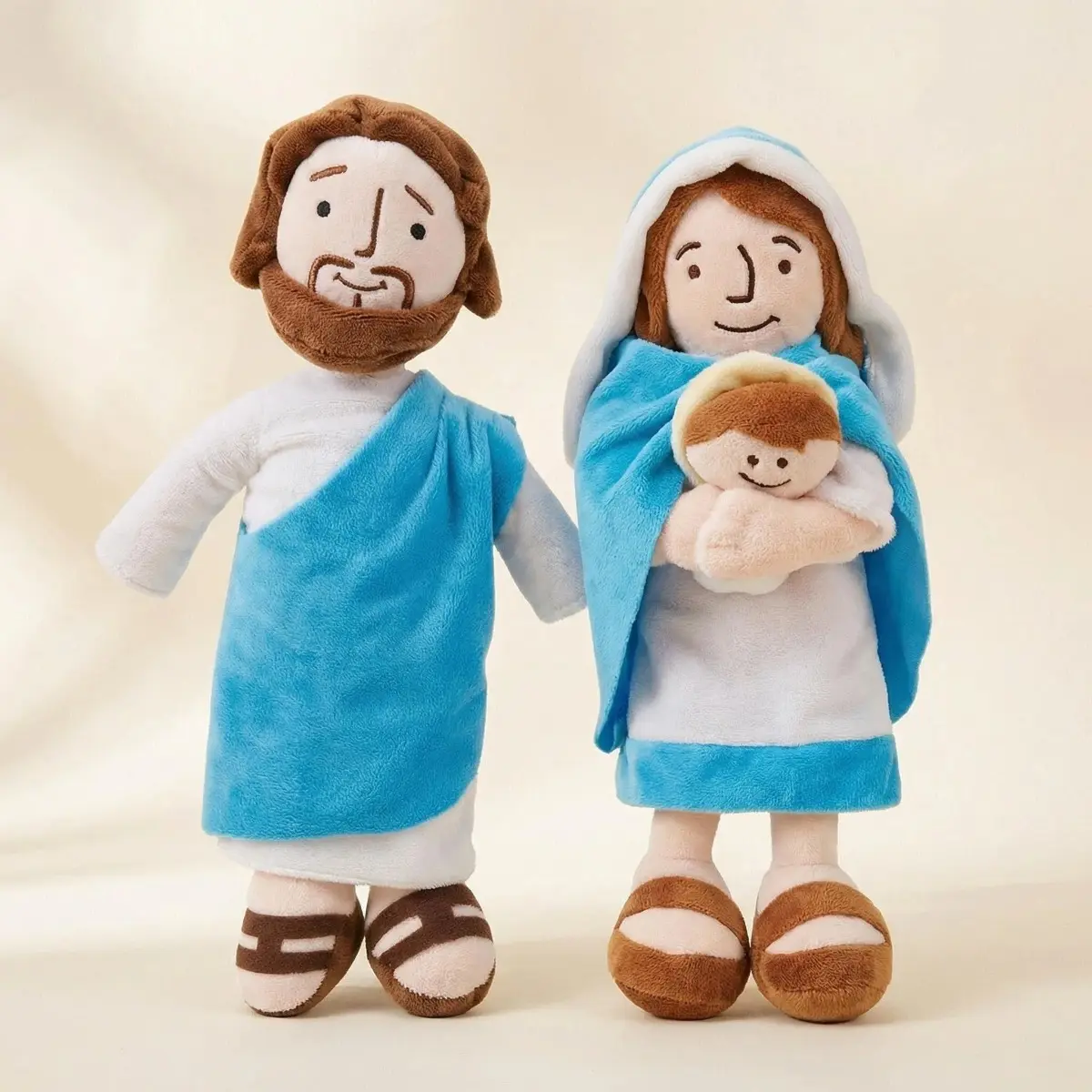 Ultra-Soft Christian Jesus & Maria Dolls - Kid-Friendly Faith-Building Figurines for Christian Families, Baptism, Kids & Toddlers, Jesus Artwork Doll Ornaments, Little Hands to Hold Home Decor