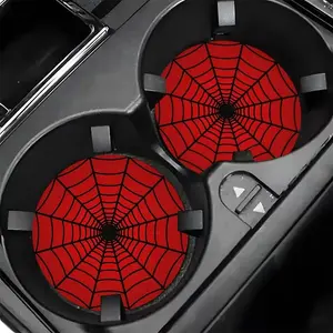 Spider Web Design Car Cup Holder Set, Anti-Slip Shockproof Drink Coasters, Spider Net Pattern, Durable Rubber Material, Car Interior Kit, Car Accessories