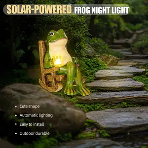 Solar-Powered Frog Toy Night Light, Outdoor Cute Statues Decor - Easy To Insall Durable Home Decor Frog Decor LED Lights for Boys & Girls Perfect Holiday Gift