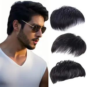 Men's Hair Patch Invisible Seamless Wig - Short Top Hair Replacement Piece, Comfortable & Breathable, Natural Looking No Glue Fringe