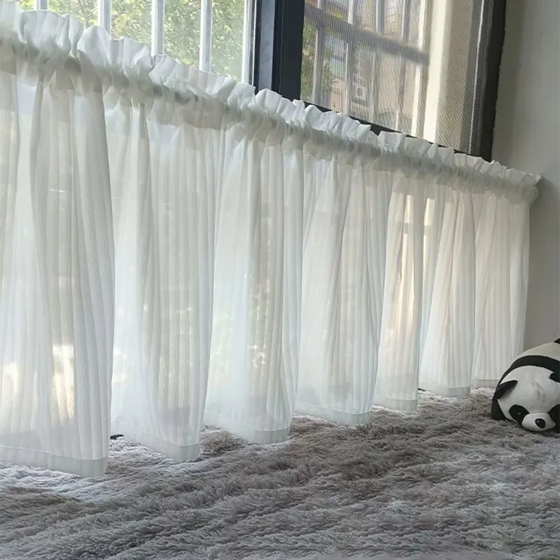 Venetian Blind with Flat Hook-And-Loop Design, Self-Adhesive Material, Light Translucent Fabric, Short Curtain for Living Room and Bedroom