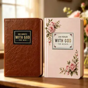 365 Daily One Minute With God Devotional Journal、One Minute With God Devotional Set for Men & Women、Faux Leather Christian Notebook Set for Him & Her、Birthday, graduation gifts