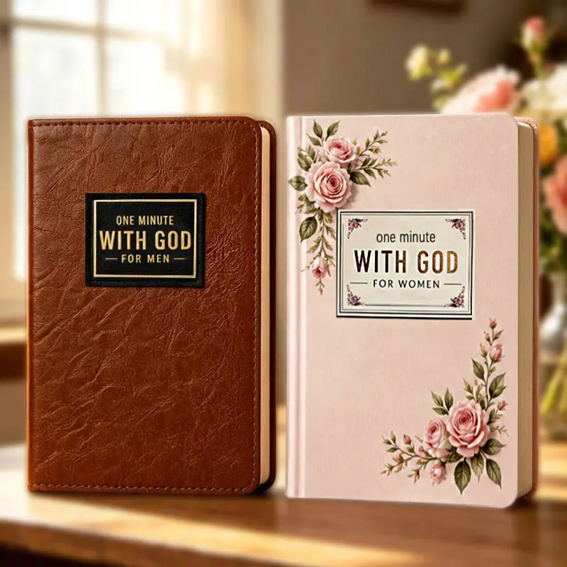 365 Daily One Minute With God Devotional Journal、One Minute With God Devotional Set for Men & Women、Faux Leather Christian Notebook Set for Him & Her、Birthday, graduation gifts