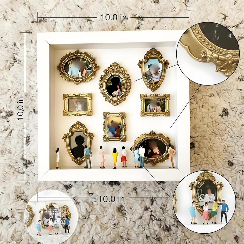 DIY Mini-Museum Silhouette Box – Capturing Memories Miniature, Valentine's Day Custom Shadow Box Frame with Mini Figurines & Gold Frames, Simple Assembly for Anniversary, Wedding & Home Decor