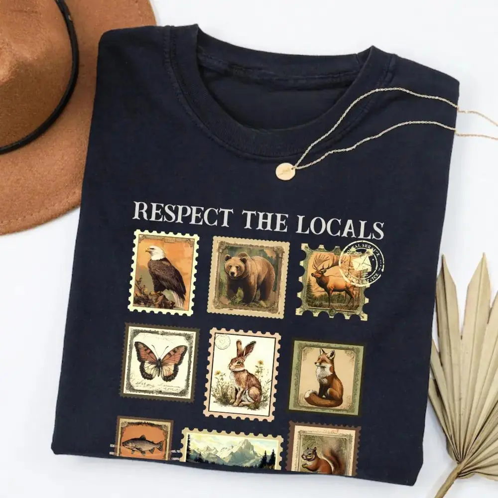 【100% cotton】 Vintage Respect The Local Wildlife T-Shirt, Gift For Nature Lover, Animal Lover, Protect National Parks, Ideal Gift Tee