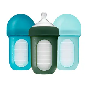 Bottles - Silicone Baby Bottles Help Ease Colic Symptoms - Formula and Breast Milk Only Touch Food-Grade Silicone - Medium Flow - 8 Oz - Blue