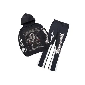 Deathrow Black/Red Hoodie/Stacked Track Pant Set