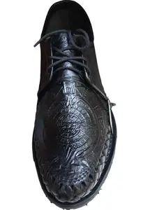 Rodeo Durango Traditional Tan and Black Leather Shoes with Aztec Design Classic Lace-Up Style