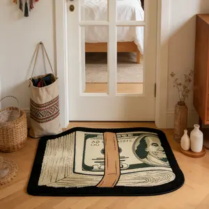 Creative Money Roll Door Mat, Soft Comfortable Rug, Dollar Bill Shape Carpet, Hand Wash Only, Home Decor, Entrance Living Room Bedroom Floor Decoration
