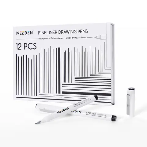 MEEDEN Micro Fine Liner Drawing Pens Set - 6/12 Sizes (0.05-3mm),  Black Archival Ink Waterproof ink for technical drawing, sketching, outlining, illustration, manga, and journaling