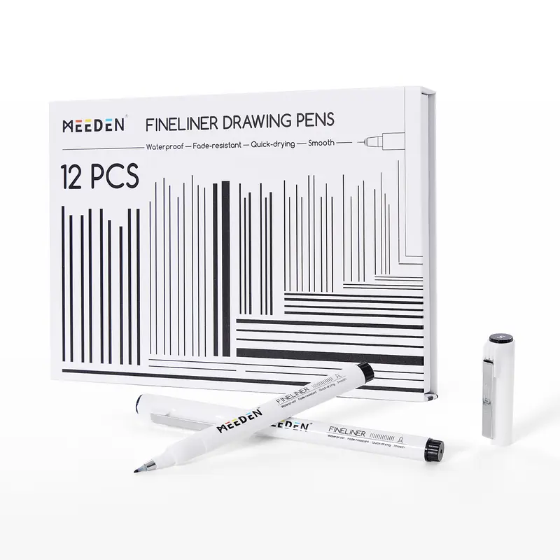 MEEDEN Micro Fine Liner Drawing Pens Set - 6/12 Sizes (0.05-3mm),  Black Archival Ink Waterproof ink for technical drawing, sketching, outlining, illustration, manga, and journaling