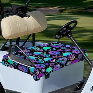 1pc Terylene Golf Seat Cover, Colorful Skull Flowers Pattern Durable Polyester Material, Universal Fit for Golf Carts & Vehicles, Easy Installation, Long-Lasting Protection