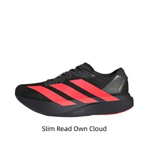 Black speed trainers with bold red stripes for race-day fire