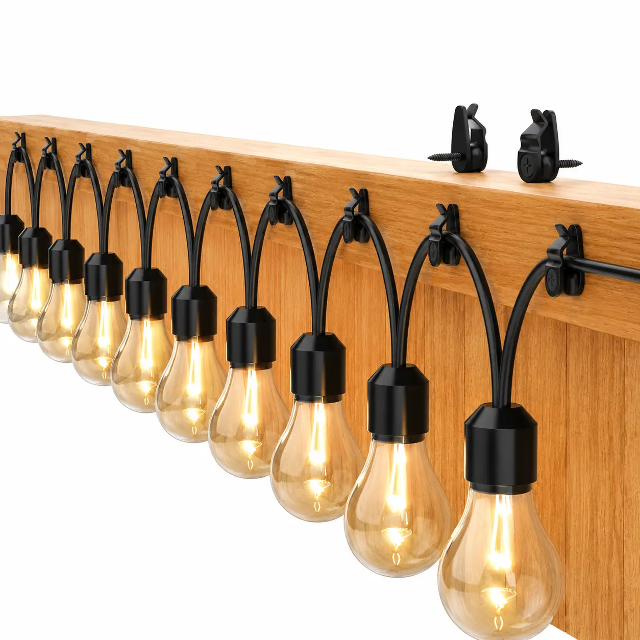 Outdoor String Lights Clips, Weatherproof Cable Hanger Hooks for Hanging Fairy Lights, Holiday Decor - Black, 50 Pack