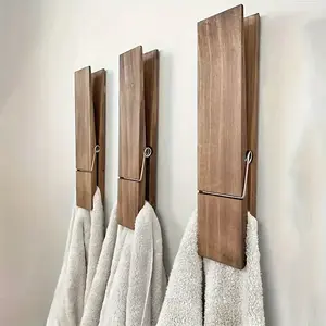 Giant Clothespin Bathroom Towel Holder | Huge 12” Clothes pin | Farmhouse bathroom décor | Laundry room or nursery décor | Towel Rack or Hook | Bathroom Accessories wall décor (Classic Gray)