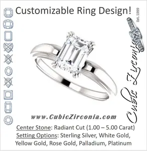 Cubic Zirconia Engagement Ring- The Jodee (Customizable Cathedral-set Radiant Cut Solitaire with Tapered Band)