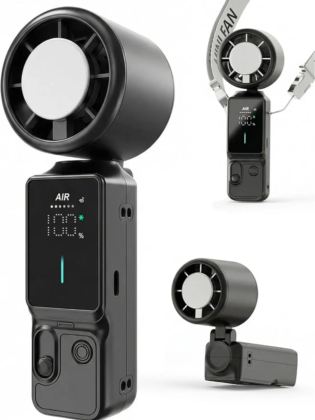 Personal Fans Portable Rechargeable - 100-Gear Handheld Fan, Wearable & Foldable 3-in-1 Turbo Fan