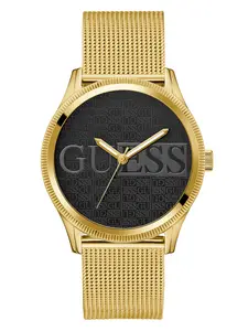 GUESS Male Gold-Tone Mesh Analog Watch GUESS Male Gold-Tone Mesh Analog Watch