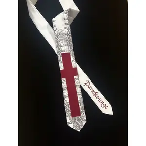 Gothic Bone Flower Cross Print Tie Dark Aesthetic Necktie for Men Women JK Accessory with Unique Design