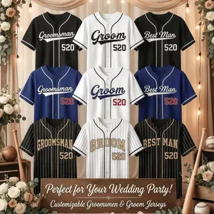 Custom Groom Groomsmen Bestman Jerseys, Personalized Name And Number, Bachelor Party & Wedding Baseball Gift TH2