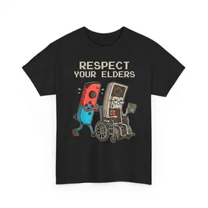 Funny Retro Gamer T-shirt, Respect Your Elders Shirt, Retro Console Old School Shirt, Gaming Lover Tee, Gift Humor for Men Women