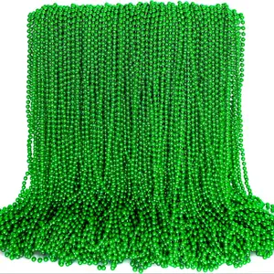 20pcs/pack St Patrick's Day Accessories, Green St. Patrick's Day Beads Necklace, 33" Round Beads Irish Saint Patrick's Necklaces Costume Bulk, Parade Throw Accessories for Wedding Birthday St. Patrick's Decor, Celebrations, Versatile, Bulk Package