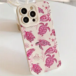 1pcs set of antique white and black shell with sea turtle pattern TPU shockproof full coverage precision protective case, suitable for Apple iPhone17 Pro Max Plus Air/Xs/Xr/Xs Max/11/12/13/14 /15/16 Pro Max, pattern printed mobile phone case, Easter gift