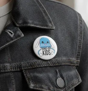 Hands Off Kids Liam Pin Button, Abolish ICE Pin Button, Hands Off Protest Pin, Political Activism, Human Rights Pin, Bunny Hat Activism Pin