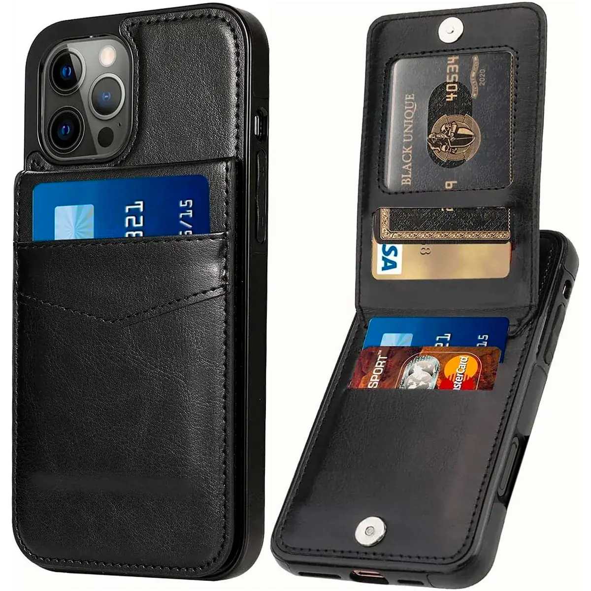 Entronix Case for Apple iPhone 17/16/15/14/13/12, Mini/Air/Plus/Pro Max - Slim Wallet Cover, 6 Card Slots Holder, Smartphone Accessories Durable
