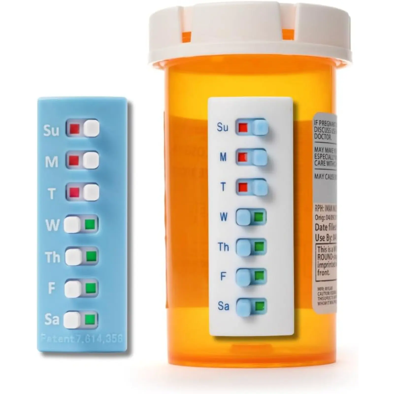 Weekly Seven-Day Pill Reminder Tracker, Medicine Organizer, Vitamin Organizer, Compatible with Various Bottles, Reusable, Portable, Suitable for All Scenarios (no Bottle Included)
