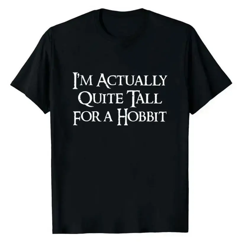 JRR Tolkien Vintage I'm Actually Quite Tall for a Hobbit Graphic Tee Ver 2 - The Lord of The Rings Movie Shirt - Casual Crewneck Tee for Men px01