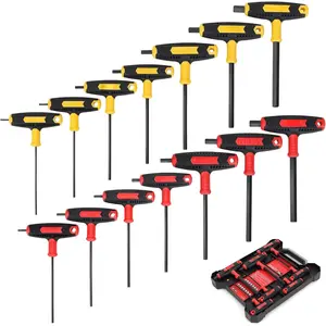 14-Piece Allen Wrench Set, Metric&SAE T-Handle, Long Arm Hex Key Set with Storage Box, Portable Allen Key Set for Basic Home Repair and Mechanical Maintenance