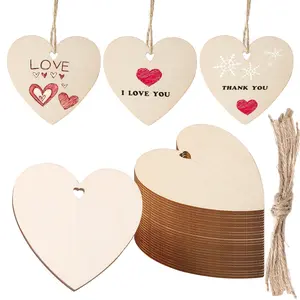Wooden Heart Pendant Decorations, Nature Ornaments, DIY Valentine's Day Gifts, Christmas Tree Ornaments, Handmade Craft Supplies for Home Decoration