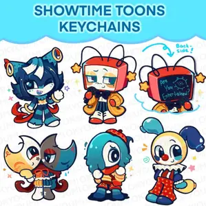 Showtime Toons Acrylic Keychains, Dandy World Keychain, Showtime Toons Charm, Cute cartoon game character charm for key, bag, gift