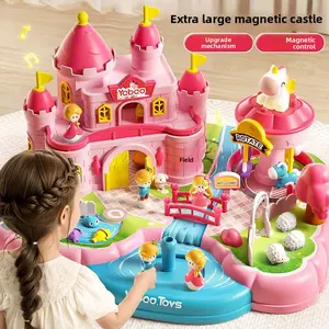 DIY Children's Toys for Girls Magnetic Pretend Play Toys Aisha Princess Castle House Girls' Gift