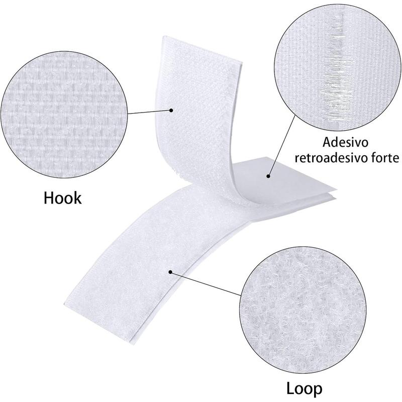Hook and Loop Strips with Adhesive 1x4 inch Strips with Adhesive 10 Sets Strong Sticky Back Fasten Mounting Tape Instead of Holes and Screws for Home or Office Use(White)